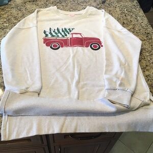 Teddi Rose women’s holiday crew neck pullover in cream color